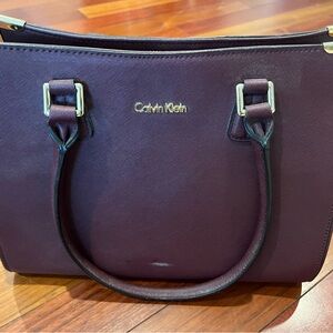 Calvin Klein Purple Satchel Bag with Structured Design